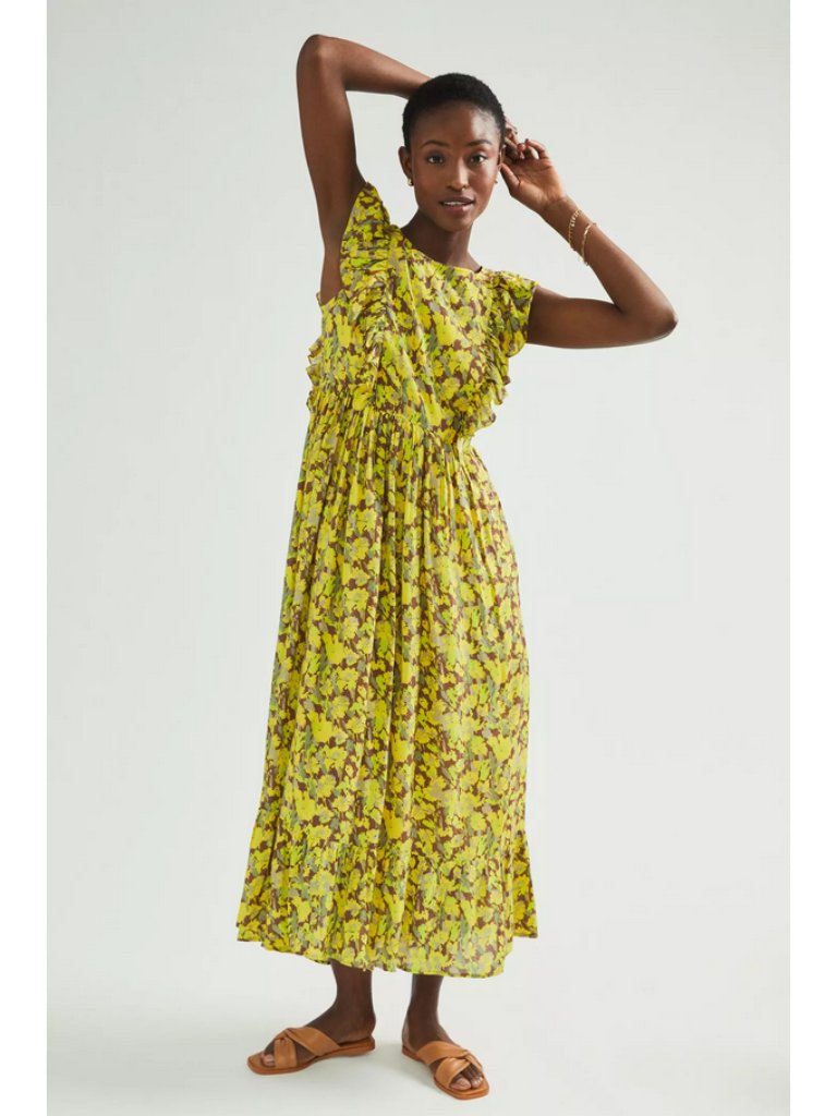 Ranna Gill X Anthropologie Sz. S Yellow Floral Lenore Maxi Dress